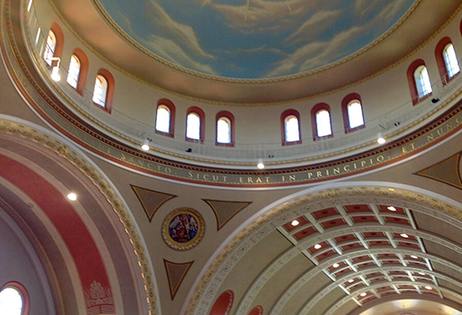 Church of St. Charles Borromeo dome with lighting detail